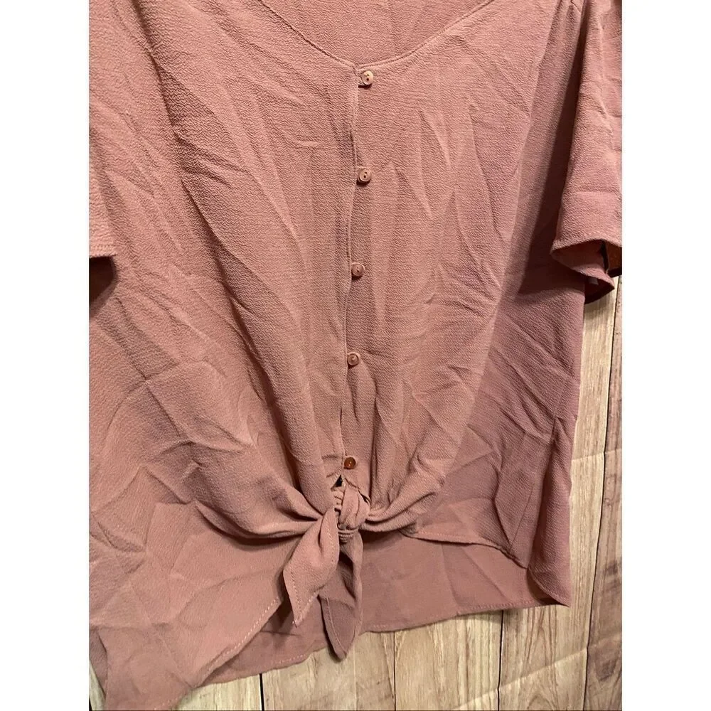 Lush Large Nordstrom Rack NWT button front blouse top knot women’s shirt taupe